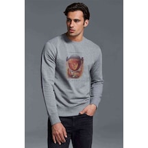 The Martian Baskılı Gri Erkek Örme Sweatshirt