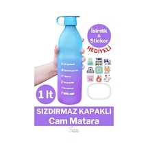 Premium Sızdırmaz Motivasyonel Sporcu Cam Renkli Su Matarası 1 Litre Suluk Tritan Bpa İçermez 1 Adet