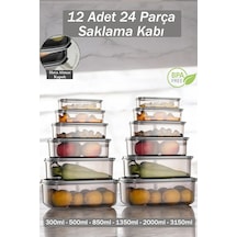 12'li 24 Parça Dikdörtgen Saklama Kabı Seti Bpa İçermez Mutfak, Kiler Düzenleyici Erzak Saklama Kabı Gri - 695731681 Gri