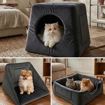 3in1 Kedi Köpek Yatağı Ve Oyujn Evi - Üç Fonksiyonlu Kedi Ve Küçük Irk Köpekler İçin Yatak-mind