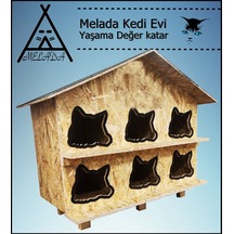 Melada Kedi Evi Dış Ortam Uygun Ahşap Kedi Evi Osb 100x95x50 Cm