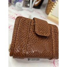 Gk Gamzelirenklerim Luxury Fashıon&accessorıes Yılan Derisi Mıknatıslı Lüx Cüzdan Suni Deri Taba