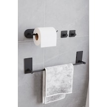 Zift Unique Paslanmaz Çelik Mat Siyah Banyo Aksesuar Takım-havluluk-tuvalet Kağıdı Askısı-lif & Bornoz Set Diğer
