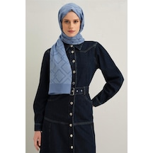 Armine Tencel İpek Zincir Desen Şal 32113 Mavi