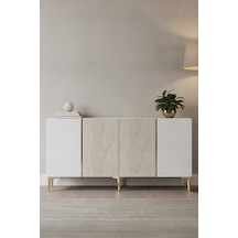 Ka1524btg Poli Konsol Ve Tv Sehpası Beyaz-traverten-gold 150cm Beyaz - Traverten - Gold