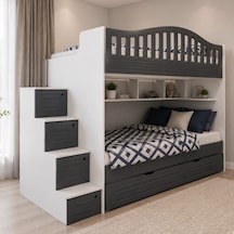 Imperium Yavrulu Tamamen Mdf Membranlı Fonksiyonel Merdivenli Ranza Ab 2 90 x 190 CM