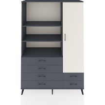 Hyperion Dolap 7 Raflı 6 Çekmeceli Tek Kapaklı 132x44x195 Antrasit-aytaşı/antrasit Aytası/antrasıt