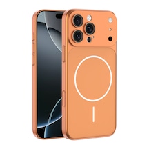 Apple Uyumlu iPhone 13 Pro Max Kılıf 17 Pro Max Görünümlü Kılıf M-safe Şarj Özellikli Premium Pürüzsüz Şık Kapak Turuncu