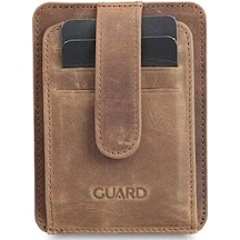 Guard Dikey Crazy Taba Hakiki Deri Kartlık Erkek / Kadın P5171 Taba