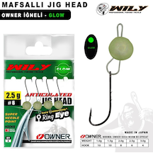 Wily Mafsallı Jig Head 4 Adet Owner İğneli - Glow 2 Gr - 8 No 2 Gr - 8 No