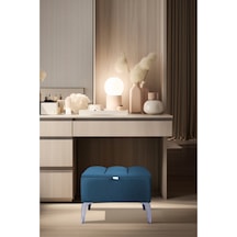 Vetra Mini Royal Mavi Kumaş Sandıklı Dekoratif Puf&bench-dilimli Model-gümüş Ayak-modern Puf