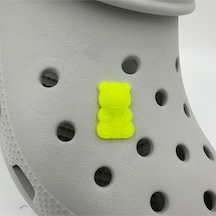 Crocs Terlik Süsü Ve Aksesuarı , Çanta Süsü Jibbitz Hribo Ayıcık Şeffaf Alt 01 Görsel Figür Aksesuar Sarı Neon