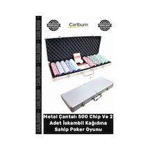 Poker Profesyonel Metal Çantalı 500 Chip 2 Adet İskambil Kağıdına Sahip Poker Oyunu