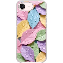 İphone 17e Uyumlu Pastel Damlalıklı Yapraklar Baskılı Silikon Kılıf