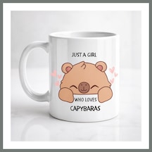 Bezos Just A Girl Who Loves Capybaras Yazılı Kapibara Tasarımlı Kupa Model 215 Baskılı Seramik Kahve Kupası Mmbz Çok Renkli