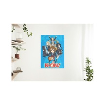 Anime K-on Karakterleri Mavı Desenli Tasarim Duvar Halısı