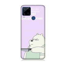 Realme C15 Uyumlu Telefonumu Bırak Panda Desenli Silikon Kılıf