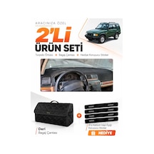 E-biz Land Rover Discovery 1 1989-2000 Uyumlu Torpido Örtüsü + Deri Bagaj Çantası - Siyah - Lr001