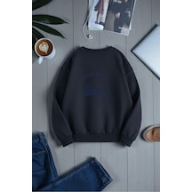 Uyguntarz Unisex Rome Itally Tasarım Baskılı Bisiklet Yaka Sweatshirt Lacivert