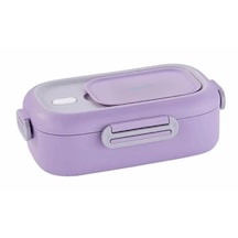 Vagonlife Paslanmaz Çelik Beslenme Kabı Lunchbox Tek Katlı 2 Bölmeli Çatal-kaşıklı 550 Ml Mor Bl2106