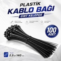 Tr 100 Adet Plastik Kablo Bağı Cırt Kelepçe 2,5x140 Mm Siyah Kablo Düzenleme Sabitleme Aparatı Genel