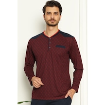 Alimer Erkek Bordo O Yaka Patlı Cepli Büyük Beden Pijama Takım Edy1179Uk