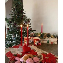 2'li Kokulu Şamdan Mum Seti - Sedefli Kırmızı