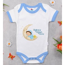Bitmeyenkartus Bk Kids Kişiye Özel Mavi Bebek Body Zıbın - Model 38 Çok Renkli