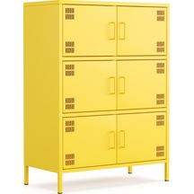Pera Metal Çok Gözlü Dolap, 6 Kapaklı 80,50 X 40 X 109,50 Cm Sarı