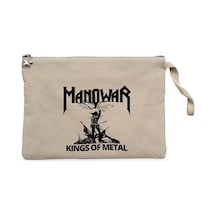 Manowar Kings of Metal Black Krem Clutch Cüzdan / El Çantası Krem