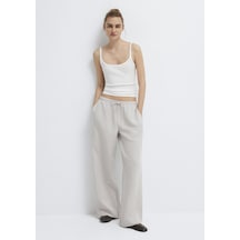 Mavi - Keten Karışımlı Gri Pantolon 1011195-70074
