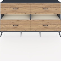 Arges Konsol 2 Raflı 4 Çekmeceli 176x30x99 Antrasit-aytaşı/çam Aytası/atlas Çam - Antrasıt