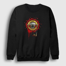 Presmono Unisex Blood Bullet Guns N' Roses Sweatshirt Siyah
