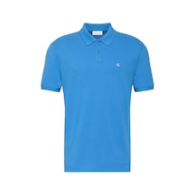 Calvin Klein Ss Monogram Pıque Po, Cfm, S Mavi Erkek Polo T-shirt