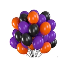 Mor Turuncu Siyah Balon 20 Adet Renkli
