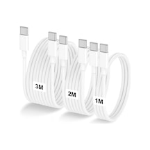 Schitec 3 Paket 6a 100w Type-c To Type-c Hızlı Data Ve Süper Şarj Kablosu 1 Metre / 2 Metre / 3 Metre Beyaz Sx102030 - Schitecsx1020303p