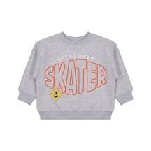 Civil Boys Skater Baskılı 2-5 Yaş Sweatshirt - Gri Grimelanj