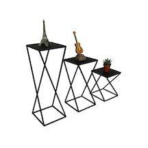 Metal Çapraz Ayaklı Zigon Sehpa Çiçeklik 3 ‘Lü Set Wd-21