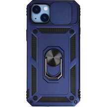 Newface - 37 - iPhone Uyumlu 14 Plus Kılıf Pars Lens Yüzüklü Silikon - Zero-hls - - Lacivert