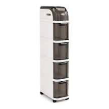 Pro Slim Tekerlekli Organizer Dolap, 4 Çekmeceli Dar Alan Depolama Ünitesi, Banyo, Mutfak Ve Çamaşır Odası İçin Çok Renkli