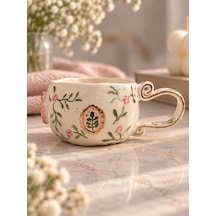 Rose Garden Kupa El Yapımı Seramik Beyaz - Çok Renkli