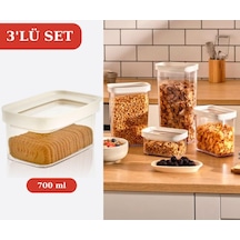 Flosoft 3’Lü Lüks Kristal Dikdörtgen Erzak Saklama Kabı Seti 3X700 Ml Şeffaf