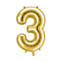3 Rakam Folyo Balon Altın Rengi 36 Cm