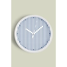 Renkli Çizgili Modern Tasarım Duvar Saati - 42cm - Önü Camlı Beyaz Kasa - Sessiz Mekanizma-jh0440 Beyaz