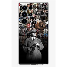 Samsung Galaxy S24 Ultra Uyumlu Atatürk Portre Kolaj Baskılı Silikon Kılıf Renkli