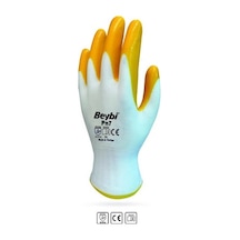 Beybi Nitril Poly Pn7 9 Beden Beyaz Sarı Eldiven 12Li Paket