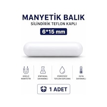 Manyetik Balık Silindirik Teflon Kaplı 6 15mm - 1 Adet