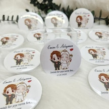 Gelin Damat Baskılı Metal Açacak Magnet Nikah Hatırası 15 Adet