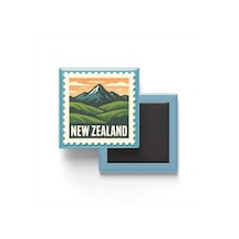 Buzdolap Magneti Yeni Zelanda Wellington Renkli Posta Pulu Temalı - 9x9 Cm