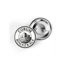 5 Adet İğneli Çanta Rozeti - Boğazkale - Çorum - 44 MM Çok Renkli